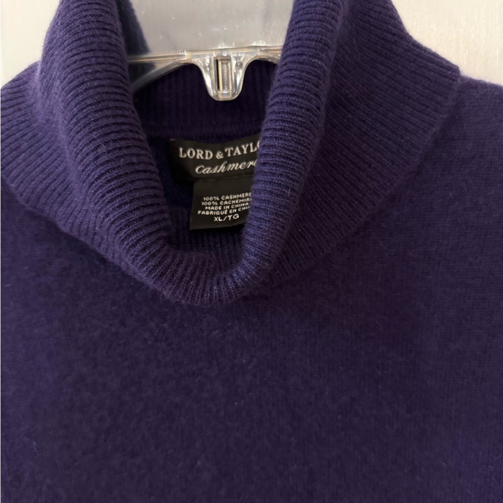 Cashmere Lord & Taylor Deep Purple  Turtleneck Sweater - Picture 2 of 11